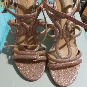Badgley Mischka Glittering Rose Gold Heels
